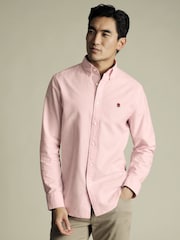 Charles Tyrwhitt Pink Slim Fit Slim Fit Plain Button-Down Stretch Washed 100% Cotton Oxford Shirt - Image 1 of 6