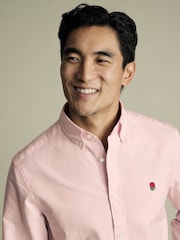 Charles Tyrwhitt Pink Slim Fit Slim Fit Plain Button-Down Stretch Washed 100% Cotton Oxford Shirt - Image 2 of 6