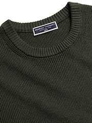 Charles Tyrwhitt Green Combed 100% Cotton Rib Crew Jumper - Image 4 of 5