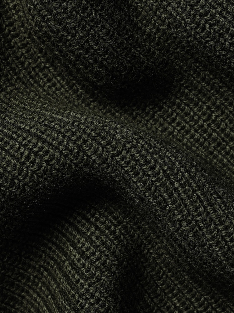 Charles Tyrwhitt Green Combed 100% Cotton Rib Crew Jumper - Image 5 of 5