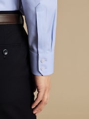 Charles Tyrwhitt Blue Classic Fit Non Iron Herringbone 100% Cotton Shirt - Image 3 of 3