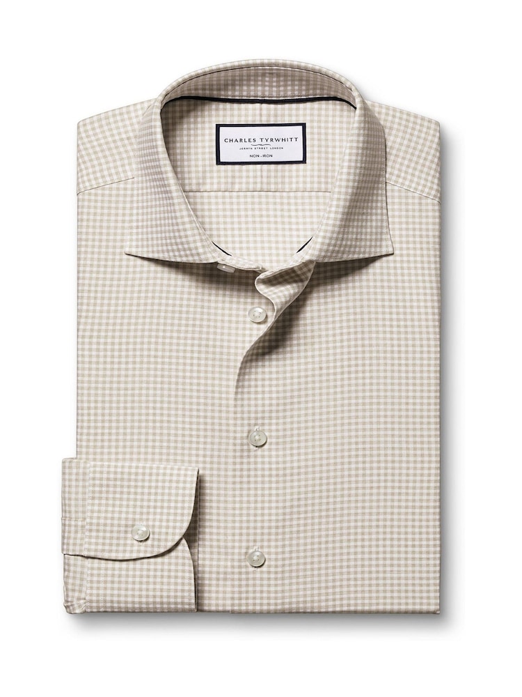 Charles Tyrwhitt Pink Slim Fit Non-Iron Check Shirt - Image 4 of 6