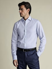Charles Tyrwhitt Blue Classic Fit Non-Iron Cutaway Collar Fine 100% Cotton Check Shirt - Image 1 of 3
