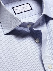 Charles Tyrwhitt Blue Classic Fit Non-Iron Cutaway Collar Fine 100% Cotton Check Shirt - Image 2 of 3
