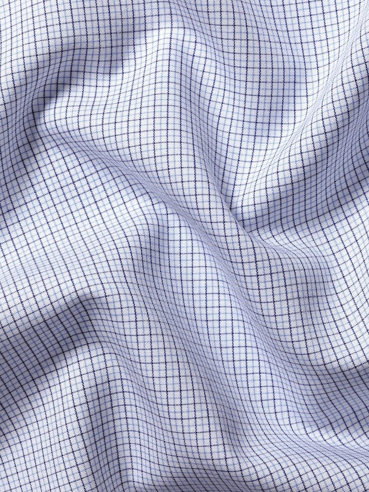 Charles Tyrwhitt Blue Classic Fit Non-Iron Cutaway Collar Fine 100% Cotton Check Shirt - Image 3 of 3