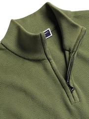 Charles Tyrwhitt Green Honeycomb 100% Cotton Zip Neck Sweat Top - Image 4 of 5