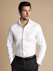 Charles Tyrwhitt White Classic Fit Non Iron Herringbone 100% Cotton Shirt - Image 1 of 3