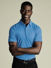 Charles Tyrwhitt Turquoise Printed Performance Polo Shirt - Image 1 of 5