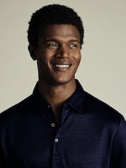Azul - Camisa polo de linho Charles Tyrwhitt 100% - Imagem 2 de 5