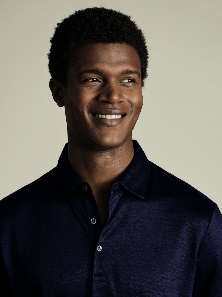 Azul - Camisa polo de linho Charles Tyrwhitt 100% - Imagem 2 de 5