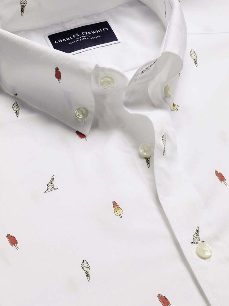 Charles Tyrwhitt Smal passform Ice Cream Kortermet Non-Iron 100% Cotton Print Skjorter - Bilde 4 av 4