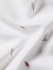 Charles Tyrwhitt White Slim Fit Ice Cream Short Sleeve Non-Iron 100% Cotton Print Shirt - Image 5 of 5