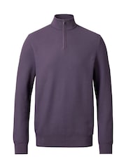 Charles Tyrwhitt Purple Honeycomb 100% Cotton Zip Neck Sweat Top - Image 3 of 5