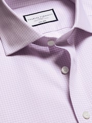 Charles Tyrwhitt Purple Classic Fit Non-Iron Cutaway Collar Gingham 100% Cotton Shirt - Image 5 of 6