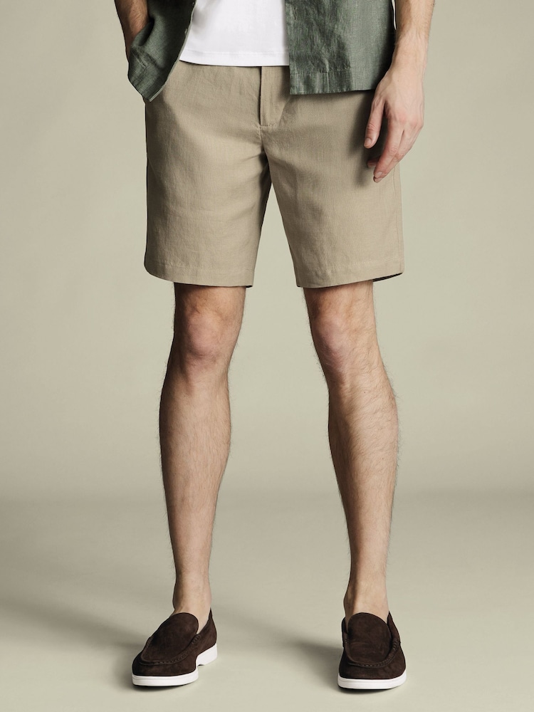 Charles Tyrwhitt Brown 100% Linen Shorts - Image 1 of 5