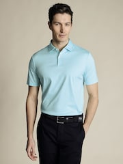 Charles Tyrwhitt Green Printed Performance Polo Shirt - Image 1 of 5