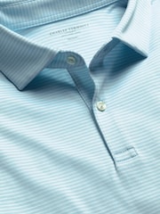 Charles Tyrwhitt Green Printed Performance Polo Shirt - Image 4 of 5