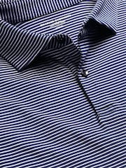Charles Tyrwhitt Blue 100% Cotton Performance fine Stripe Polo Shirt - Image 4 of 5