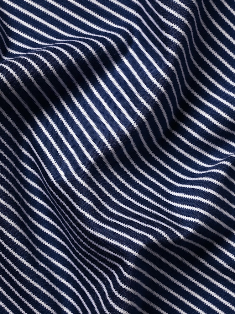 Charles Tyrwhitt Blue 100% Cotton Performance fine Stripe Polo Shirt - Image 5 of 5