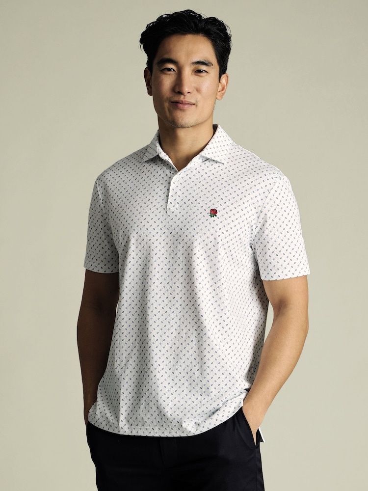 Charles Tyrwhitt RFU Printed Performance Short Sleeve Polo Shirt - Bild 1 von 5