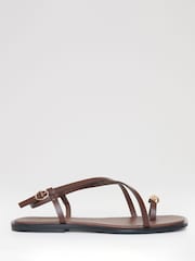 Threadbare Brown Back Strap Sandals - Image 2 of 4