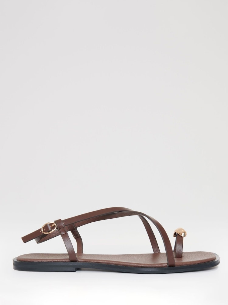 Threadbare Brown Back Strap Sandals - Image 2 of 4