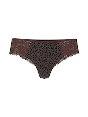 Victoria's Secret PINK Leopard Brown Thong No Show Lace Trim Knickers - Image 3 of 3