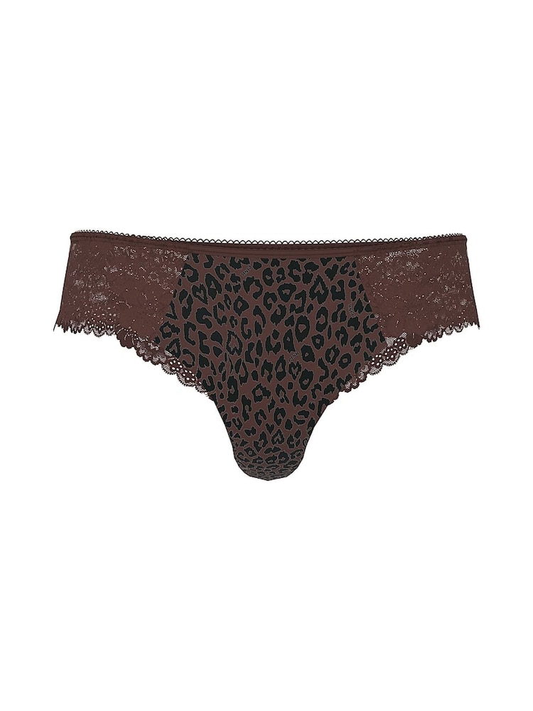 Victoria's Secret PINK Leopard Brown Thong No Show Lace Trim Knickers - Image 3 of 3 Victoria's Secret PINK Leopard Brown Thong No Show Lace Trim Knickers - Image 3 of 3