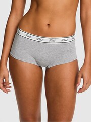 Victoria's Secret PINK Medium Heather Grey Boyshort Cotton Logo Knickers - Image 1 of 3
