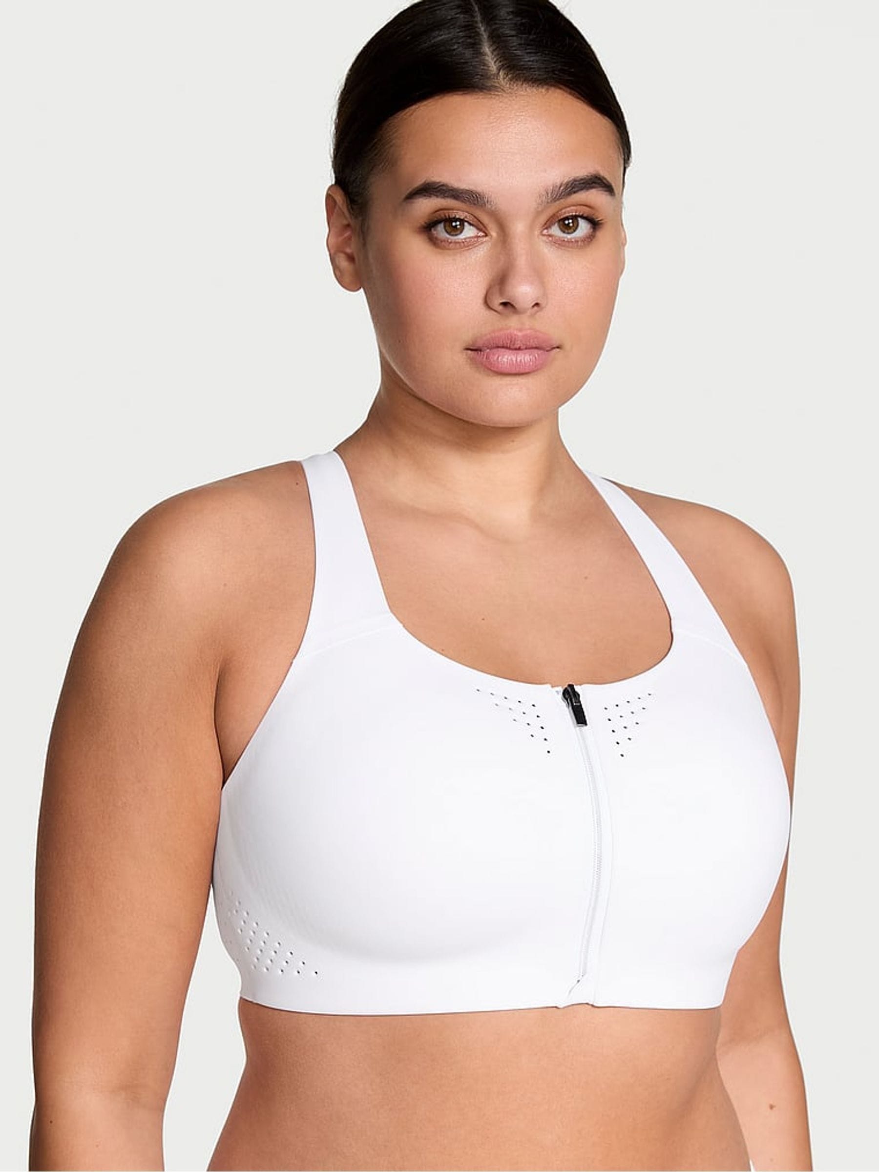 Victoria's Secret White Front Close Featherweight Max High Impact Sports Bra