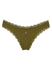 Victoria's Secret Green Chameleon Lace Trim Brazilian Knickers - Image 3 of 3