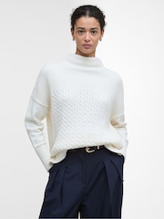 Barbour® White Guernsey Knitted Cape Jumper - Image 1 of 6