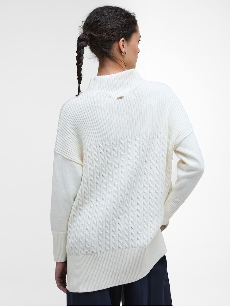 Barbour® White Guernsey Knitted Cape Jumper - Image 2 of 6