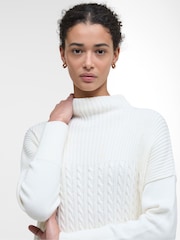 Barbour® White Guernsey Knitted Cape Jumper - Image 4 of 6