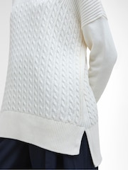 Barbour® White Guernsey Knitted Cape Jumper - Image 5 of 6