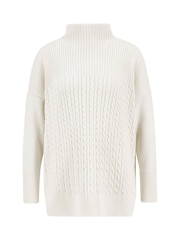 Barbour® White Guernsey Knitted Cape Jumper - Image 6 of 6