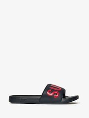 Superdry Blue Core Graphic Print Pool Sliders - Image 1 of 3