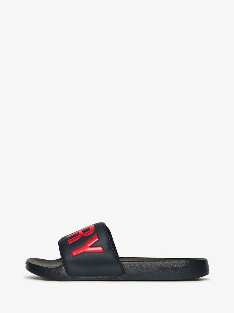 Superdry Blue Core Graphic Print Pool Sliders - Image 2 of 3