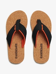 Superdry Black Cork Graphic Print Flip Flops - Image 5 of 7