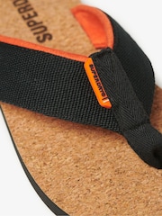 Superdry Black Cork Graphic Print Flip Flops - Image 6 of 7
