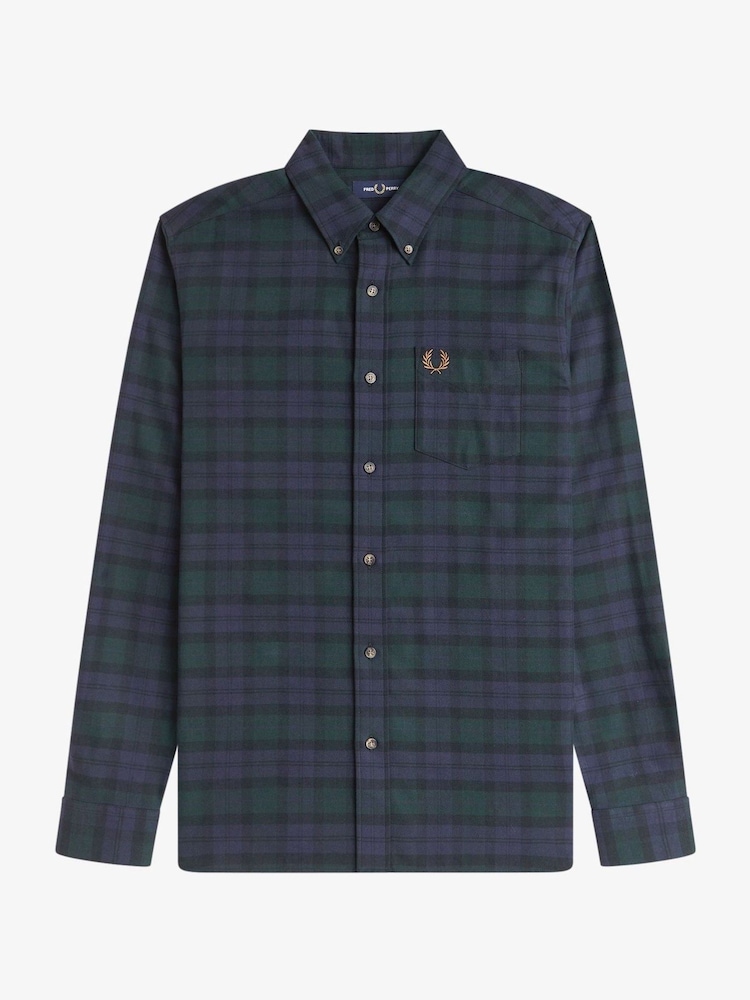Fred Perry Black Blackwatch Tartan Brushed Shirt - Image 1 of 2