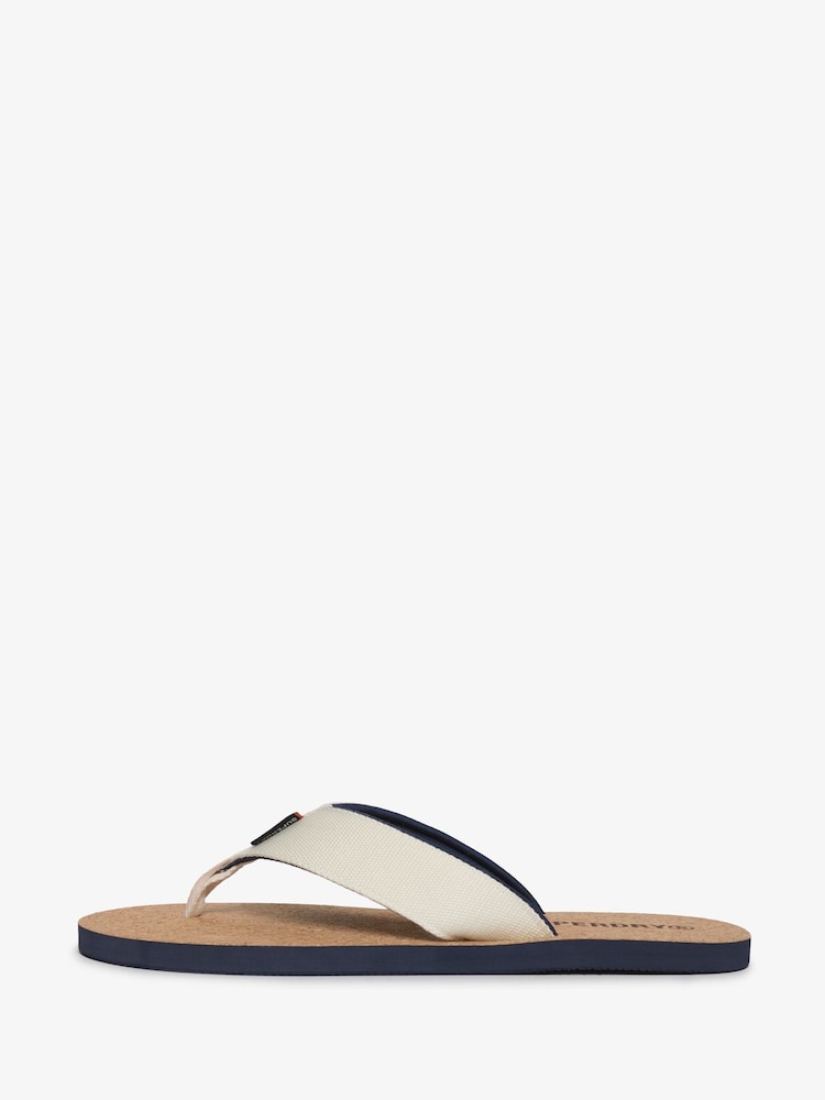 Superdry White Cork Graphic Print Flip Flops - Image 2 of 7