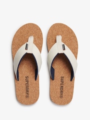 Superdry White Cork Graphic Print Flip Flops - Image 5 of 7