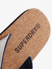 Superdry White Cork Graphic Print Flip Flops - Image 6 of 7