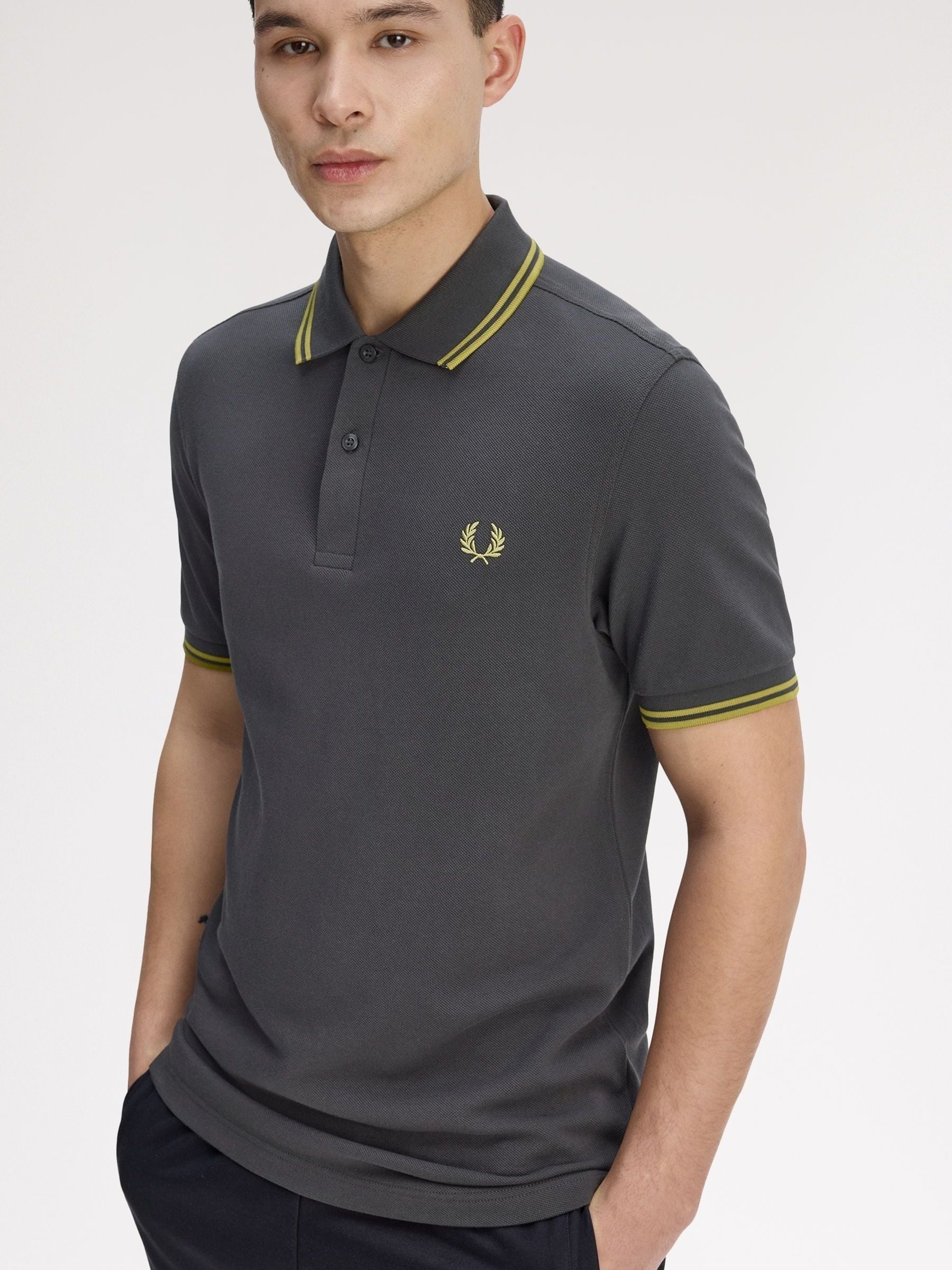 Buy Fred Perry Grey Twin Tipped Polo Shirt from Next USA