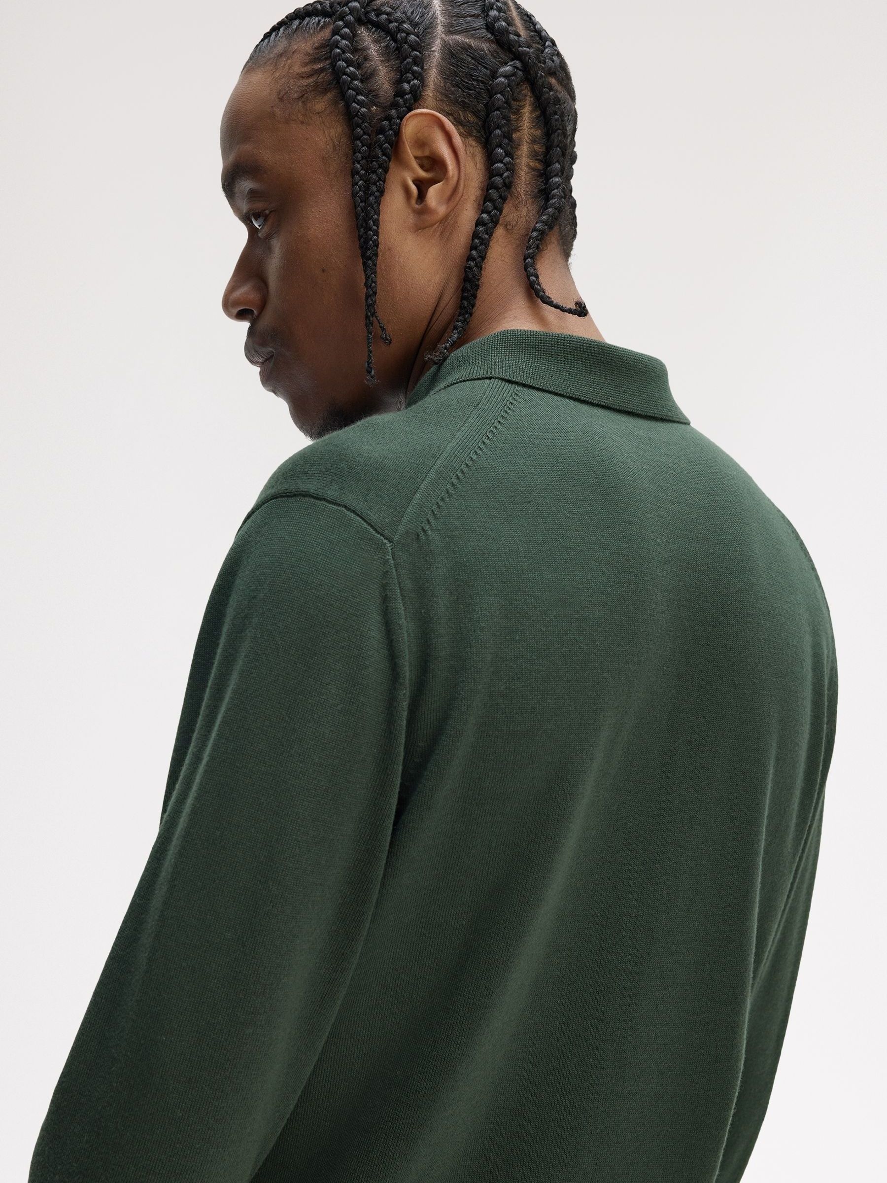 Buy Fred Perry Green Classic Long Sleeve Knitted Shirt from Next USA