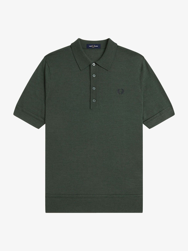 Fred Perry Green Fine Knit Shirt - Image 1 of 2
