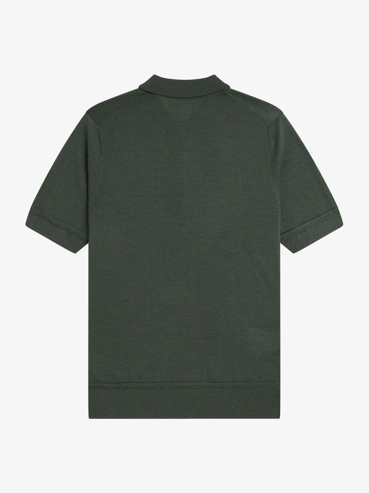 Fred Perry Green Fine Knit Shirt - Image 2 of 2 Fred Perry Green Fine Knit Shirt - Image 2 of 2