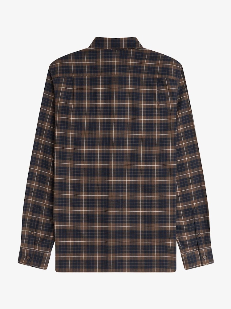 Fred Perry Brown Brushed Twill Tartan Shirt - Image 2 of 2