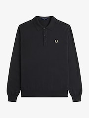 Fred Perry Black Classic LS Knitted Shirt - Image 1 of 2